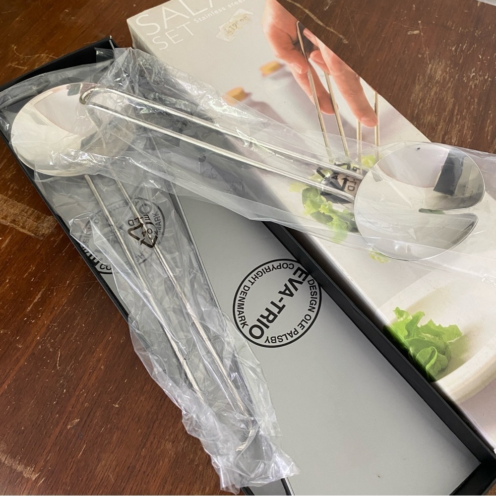Danish Stainless Steel Salad Set EVA-TRIO Designed By Ole Palsy New In Box - Picture 6 of 6